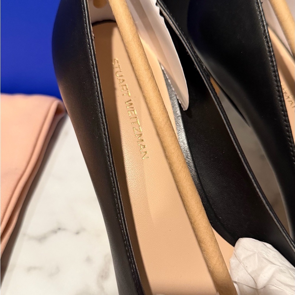 Stuart Weitzman Black Leather Heels - Picture 3 of 4